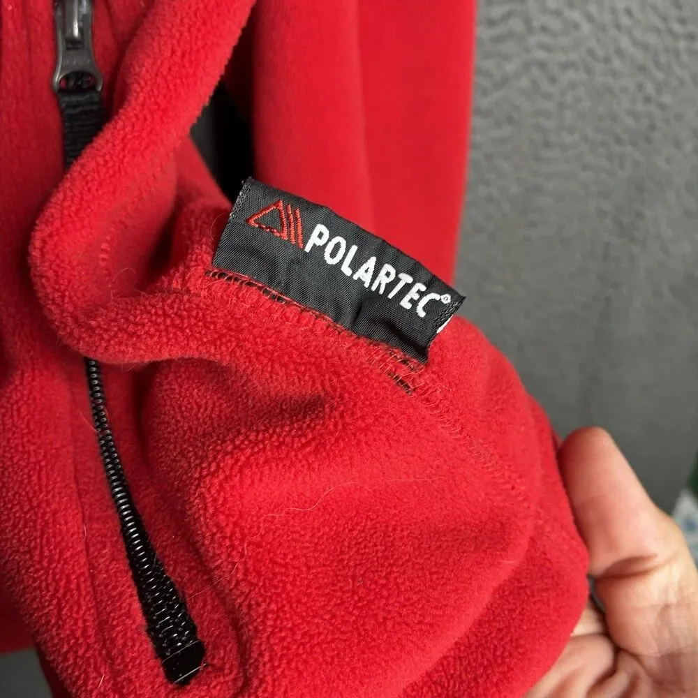 Polo Sport Ralph Lauren Mens Large Red Full Zip Polartec Fleece Jacket VTG